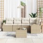 Conjunto de sofás de jardín 6 pcs Beige y ratán sintético en Sofás de exterior | Comprar online en Foru.es