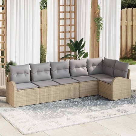 Conjunto de sofás de jardín con cojín 6 pcs Beige y Gris Claro en Sofás de exterior | Comprar online en Foru.es