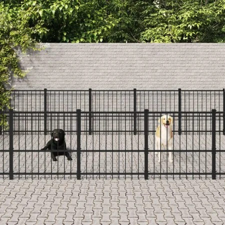 Perrera de exterior de acero 26,35 m² de vidaXL, Casetas y cercados para perros - Ref: Foro24-3124629, Precio: 780,95 €, Desc...