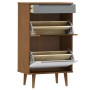 Zapatero MOLDE madera maciza de pino marrón 59,5x35x103 cm de vidaXL, Zapateros y organizadores de calzado - Ref: Foro24-3505...