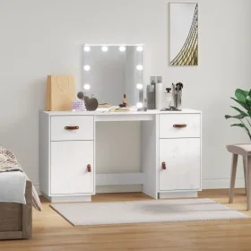 Waschtischset mit LED aus massivem weißem Kiefernholz von vidaXL, Schlafzimmerkommoden - Ref: Foro24-3107840, Preis: 275,87 €...