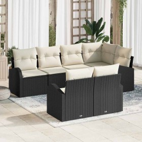 Conjunto de sofás de jardín 7 pcs Negro y ratán sintético en Sofás de exterior | Comprar online en Foru.es