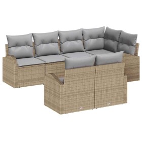 Conjunto de sofás de jardín con cojín 7 pcs Beige y Gris Claro en Sofás de exterior | Comprar online en Foru.es