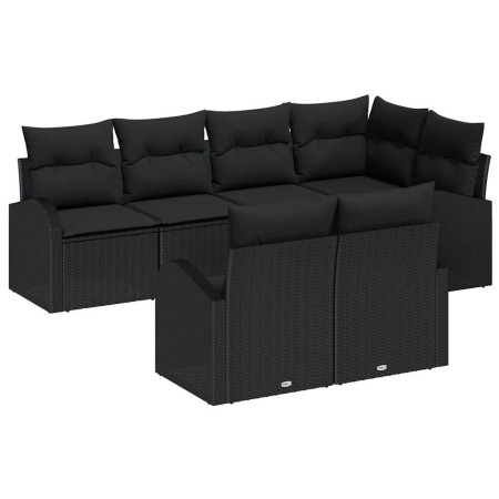 Conjunto de sofás de jardín 7 pcs Negro ratán sintético en Sofás de exterior | Comprar online en Foru.es