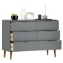 Mesita de noche MOLDE madera maciza de pino gris 113x40x80 cm de vidaXL, Cajoneras - Ref: Foro24-350509, Precio: 271,56 €, De...