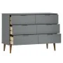 Mesita de noche MOLDE madera maciza de pino gris 113x40x80 cm de vidaXL, Cajoneras - Ref: Foro24-350509, Precio: 266,30 €, De...