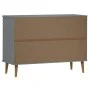 Mesita de noche MOLDE madera maciza de pino gris 113x40x80 cm de vidaXL, Cajoneras - Ref: Foro24-350509, Precio: 266,30 €, De...