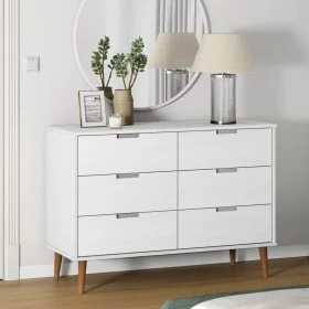 Bedside table MOLDE made of solid pine wood, white, 113x40x80 cm by vidaXL, Drawers - Ref: Foro24-350508, Price: 208,42 €, Di...