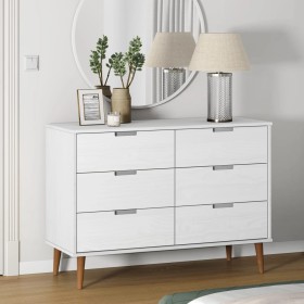 Mesita de noche MOLDE madera maciza de pino blanca 113x40x80 cm de vidaXL, Cajoneras - Ref: Foro24-350508, Precio: 223,11 €, ...