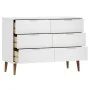 Bedside table MOLDE made of solid pine wood, white, 113x40x80 cm by vidaXL, Drawers - Ref: Foro24-350508, Price: 208,42 €, Di...