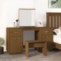 Tocador con espejo madera maciza de pino marrón miel de vidaXL, Tocadores para dormitorios - Ref: Foro24-3107837, Precio: 243...