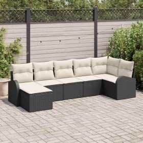 Conjunto de sofá de jardín 7 pcs Negro Poliratán en Sofás de exterior | Comprar online en Foru.es