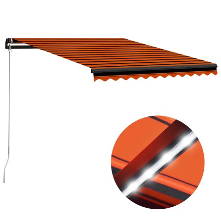 Toldo retráctil manual con LED naranja y marrón 350x250 cm en Toldos | Comprar online en Foru.es