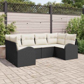 Conjunto de sofás de jardín 6 pcs Negro y ratán sintético en Sofás de exterior | Comprar online en Foru.es