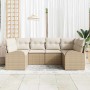Conjunto de sofá de jardín con cojín 6 pcs Beige Poliratán en Sofás de exterior | Comprar online en Foru.es