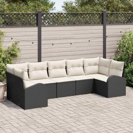 Conjunto de sofás de jardín 7 pcs Negro y ratán sintético en Sofás de exterior | Comprar online en Foru.es