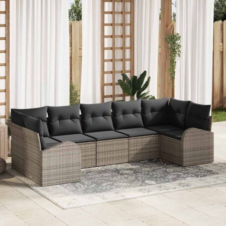 Conjunto de sofás de jardín 7 pcs Gris ratán sintético en Sofás de exterior | Comprar online en Foru.es