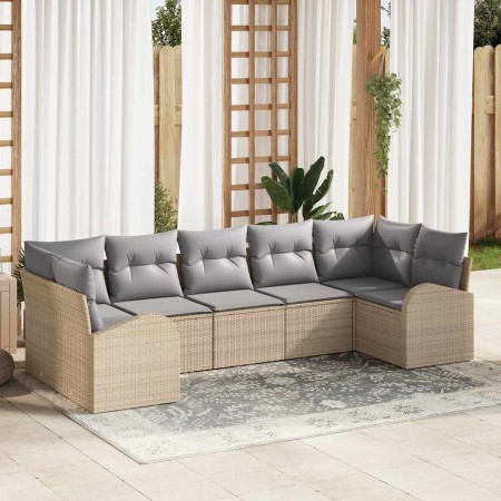 Conjunto de sofás de jardín con cojín 7 pcs Beige y Gris Claro en Sofás de exterior | Comprar online en Foru.es