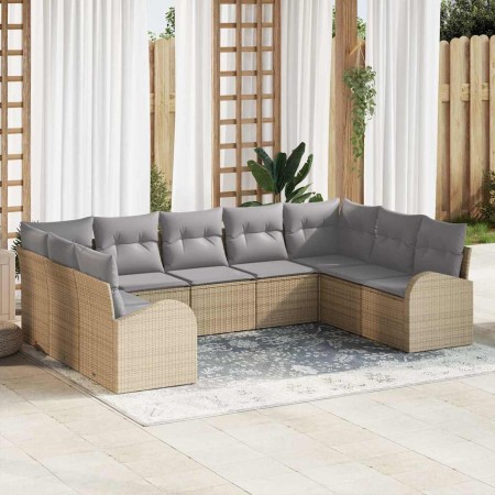 Conjunto de sofás de jardín con cojín 9 pcs Beige y Gris Claro en Sofás de exterior | Comprar online en Foru.es
