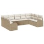 Conjunto de sofá de jardín 9 pcs Beige y blanco Poliratán en Sofás de exterior | Comprar online en Foru.es