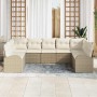 Conjunto de sofá de jardín 9 pcs Beige y blanco Poliratán en Sofás de exterior | Comprar online en Foru.es