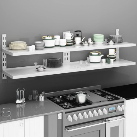 Estanterías flotantes 2 niveles 2 uds acero inoxidable 200x30cm en Estanterías | Comprar online en Foru.es