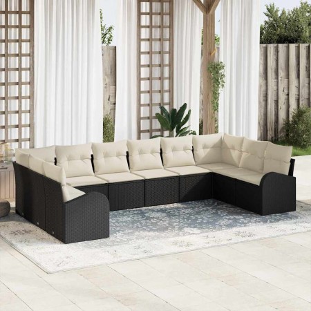 Conjunto de sofás de jardín 10 pcs Negro y ratán sintético en Sofás de exterior | Comprar online en Foru.es