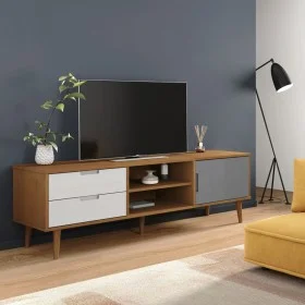 Mueble de TV MOLDE madera maciza de pino marrón 158x40x49 cm de vidaXL, Muebles TV - Ref: Foro24-350534, Precio: 164,67 €, De...