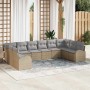 Conjunto de sofás de jardín con cojín 10 pcs Beige y Gris Claro en Sofás de exterior | Comprar online en Foru.es