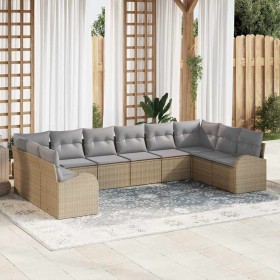 Conjunto de sofás de jardín con cojín 10 pcs Beige y Gris Claro en Sofás de exterior | Comprar online en Foru.es
