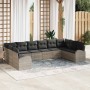 Conjunto de sofás de jardín 10 pcs Gris Claro ratán sintético en Sofás de exterior | Comprar online en Foru.es