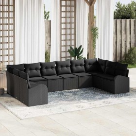 Conjunto de sofás de jardín 10 pcs Negro ratán sintético en Sofás de exterior | Comprar online en Foru.es