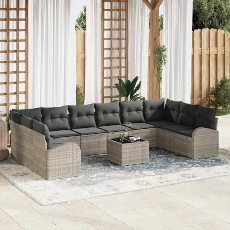 Conjunto de sofás de jardín 11 pcs Gris Claro ratán sintético en Sofás de exterior | Comprar online en Foru.es