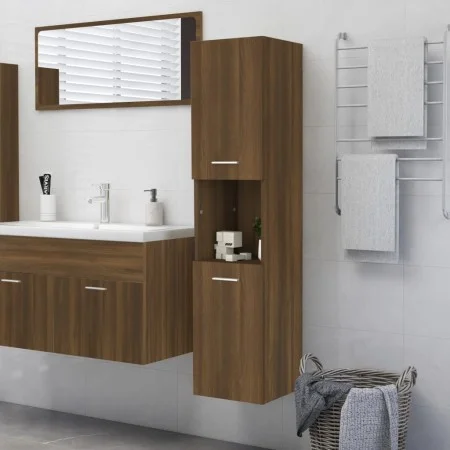 Armario de baño madera de ingeniería marrón roble 30x30x130 cm de vidaXL, Muebles de baño - Ref: Foro24-815641, Precio: 64,28...