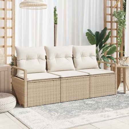 Conjunto de sofá de jardín con cojín 3 pcs Beige y Crema en Sofás de exterior | Comprar online en Foru.es