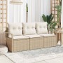 Conjunto de sofá de jardín con cojín 3 pcs Beige y Crema en Sofás de exterior | Comprar online en Foru.es