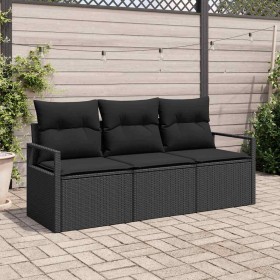 Conjunto de sofás de jardín 3 pcs Negro ratán sintético en Sofás de exterior | Comprar online en Foru.es