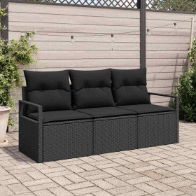 Conjunto de sofás de jardín 3 pcs Negro ratán sintético en Sofás de exterior | Comprar online en Foru.es