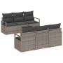 Conjunto de sofá de jardín con cojín 7 pcs Gris ratán sintético en Sofás de exterior | Comprar online en Foru.es