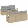 Conjunto de sofá de jardín 7 pcs Beige y gris ratán sintético en Sofás de exterior | Comprar online en Foru.es