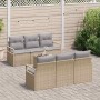 Conjunto de sofá de jardín 7 pcs Beige y gris ratán sintético en Sofás de exterior | Comprar online en Foru.es