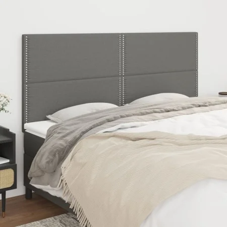 Cabeceros 4 unidades de tela gris oscuro 100x5x78/88 cm de vidaXL, Cabeceros y pies de cama - Ref: Foro24-3116215, Precio: 91...