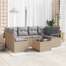 Conjunto de sofá de jardín con cojín Manual 7 pcs Beige y gris en Sofás de exterior | Comprar online en Foru.es