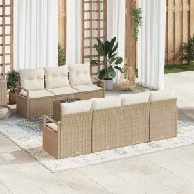 Conjunto de sofá de jardín con cojín Manual 8 pcs Beige y Crema en Sofás de exterior | Comprar online en Foru.es