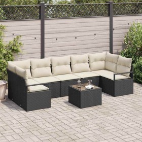 Conjunto de sofá de jardín con cojín Manual 8 pcs Negro y crema en Sofás de exterior | Comprar online en Foru.es