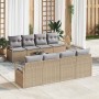 Conjunto de sofá de jardín 9 pcs Beige y gris ratán sintético en Sofás de exterior | Comprar online en Foru.es