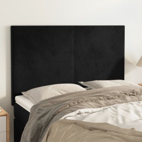 Cabeceros 4 unidades terciopelo negro 72x5x78/88 cm de vidaXL, Cabeceros y pies de cama - Ref: Foro24-3116102, Precio: 108,55...