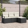 Conjunto de sofá de jardín con cojín 4 pcs Negro y crema en Sofás de exterior | Comprar online en Foru.es