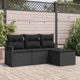 Conjunto de sofá de jardín con cojín 4 pcs Negro en Sofás de exterior | Comprar online en Foru.es