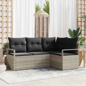 Conjunto de sofá de jardín con cojín 4 pcs Gris Claro en Sofás de exterior | Comprar online en Foru.es